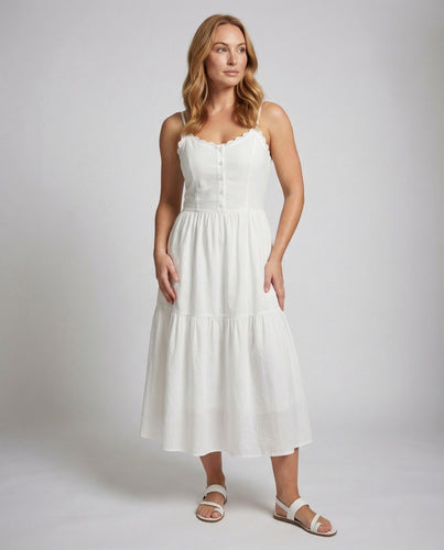 Damen Stufen Maxikleid aus Baumwollmix