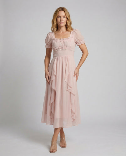Damen Chiffon Midikleid Mehrlagig
