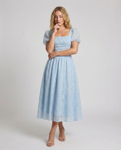 Damen Vintage Maxikleid mit Herzausschnitt