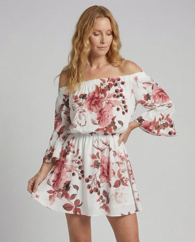 Damen Carmen Minikleid mit Volantsaum