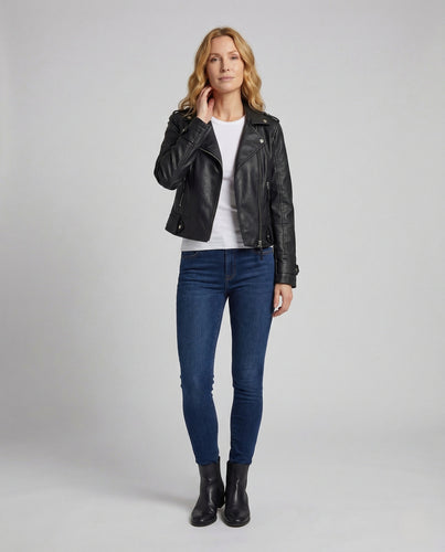 Damen Taillierte Bikerjacke Kunstleder