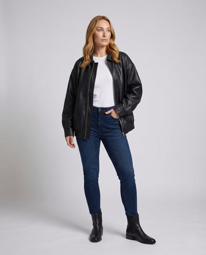 Damen Hemdjacke in Lederoptik