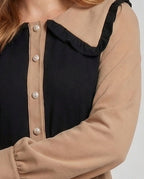 Damen Vintage Midikleid mit Rüschenkragen