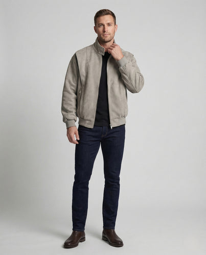 Herren Velours Bomberjacke Weit