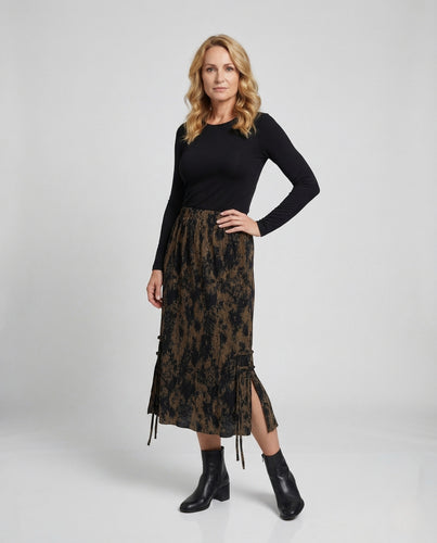 Damen Plissee Midirock mit Print