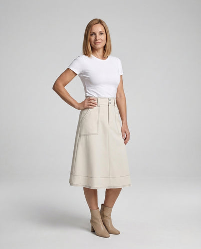 Damen Midirock Ausgestellt High Waist