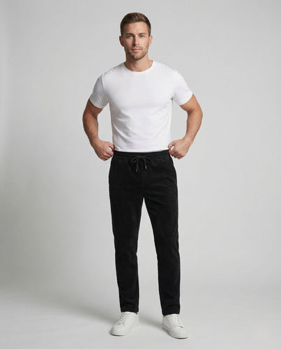 Herren gefütterte Thermo-Cordhose mit Kordelzug & Reißverschlusstasche