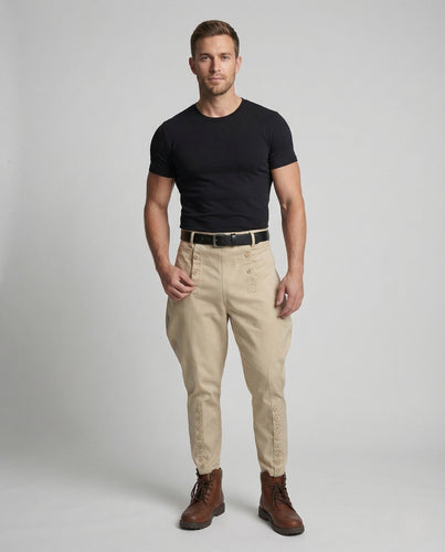 Herren Vintage Reithose mit hohem Bund & schmalem Bein