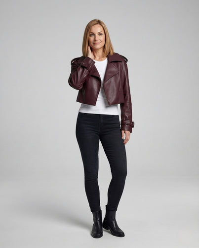 Damen kurze Trenchjacke in Lederoptik Cropped Jacket