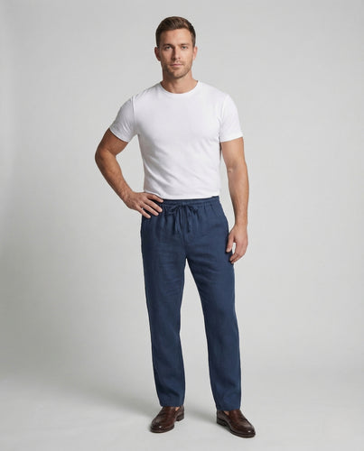 Herren Leinenhose weit mit Tunnelzug Sommer Hose