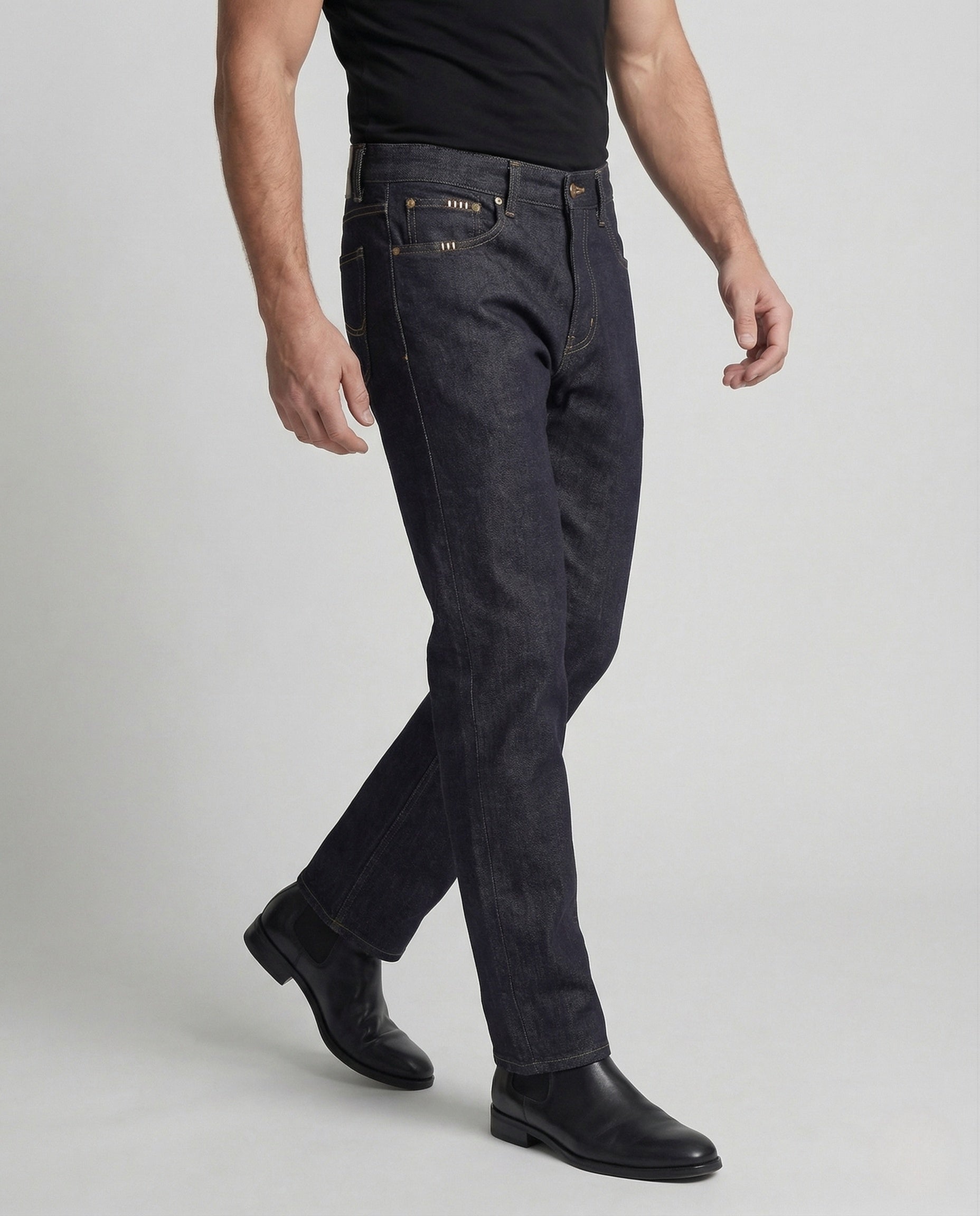 Herren Relax Jeans High Waist aus Raw Denim
