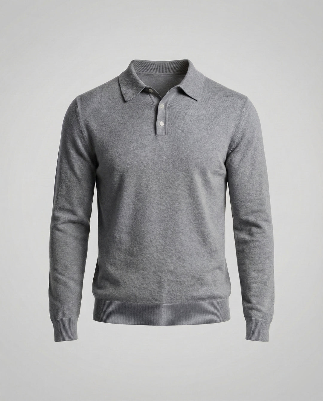 Herren Strick Polo Langarm mit Knopfleiste