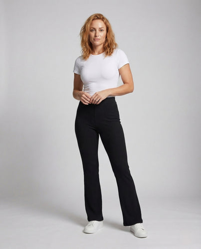 Damen Schlaghose Gerippt High Waist Strickhose