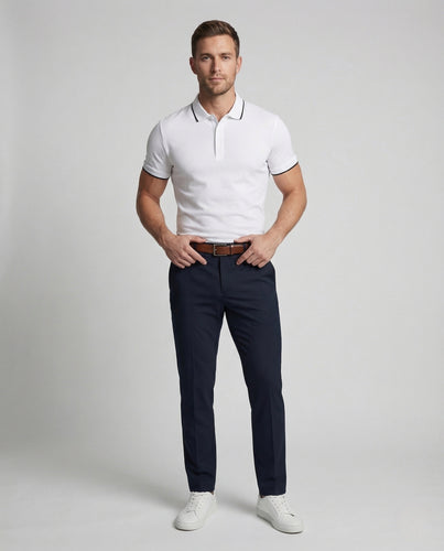 Herren Poloshirt Piqué Slim Fit Paspel Kragen