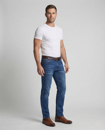 Herren Jeans Tapered Stretch Used Waschung