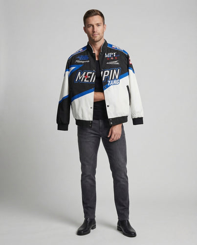 Herren Collegejacke Racing Retro Logoprint