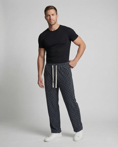 Herren Jacquardhose Karo Kordelzug