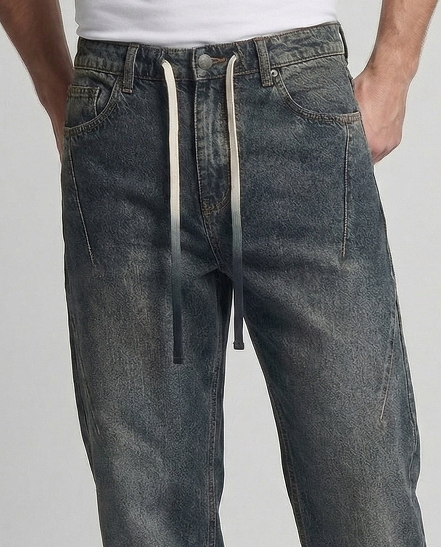 Herren Jeans Weit Kordelzug