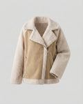 Damen Aviatorjacke Kurz Teddyfutter Kunstleder