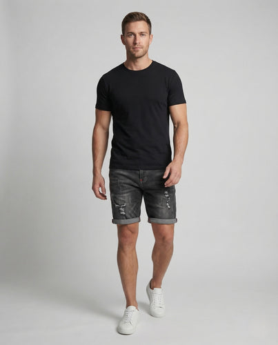 Herren Jeans Shorts Destroyed Elastikbund