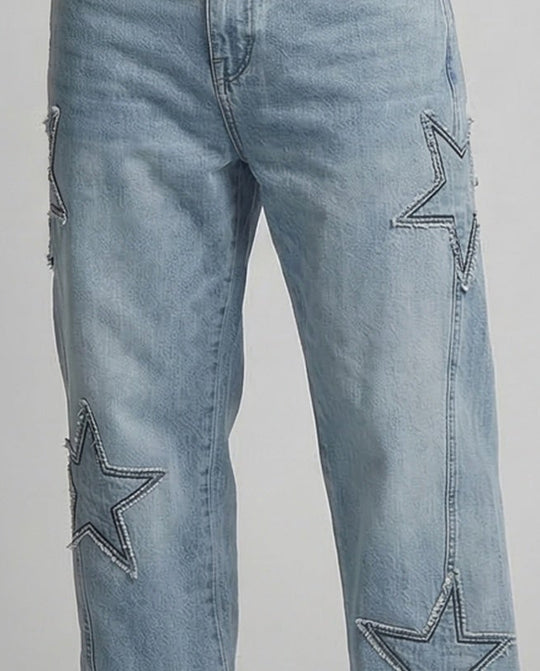Unisex Jeans Weit Sternapplikation