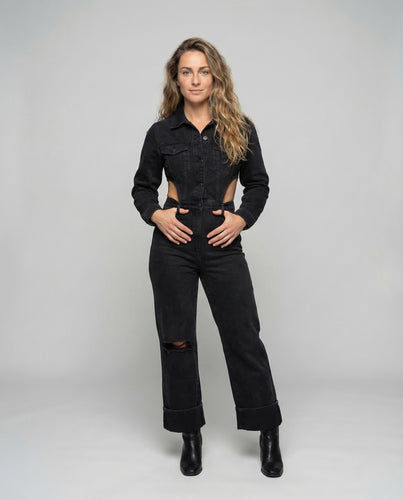 Damen Jeans Set Kurzjacke Weite Hose