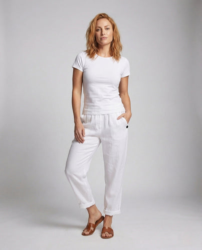 Damen Leinenhose mit Elastischem Bund & Seitentaschen | R&B