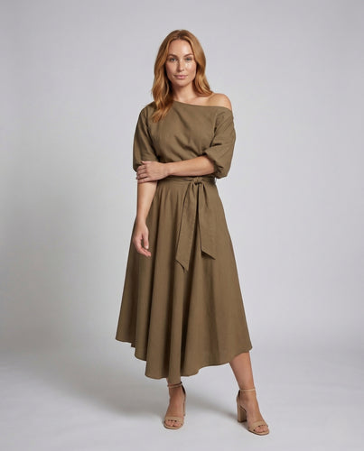 Damen Wickelkleid Schulterfrei A Linie