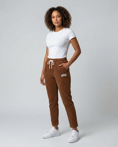 Damen Cordhose Weit Elastikbund