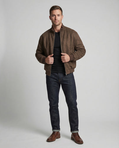 Herren Bomberjacke Veloursimitat Oversize