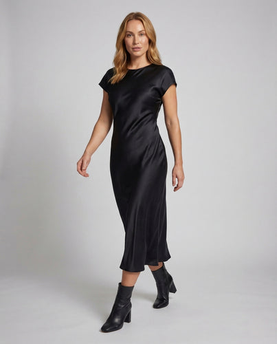 Damen Satin Maxikleid A Linie