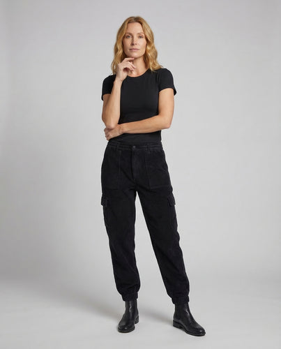 Unisex Feincord Cargohose Elastikbund Taschen