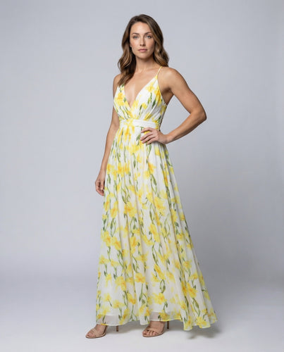 Damen Maxikleid Wickeloberteil Spaghettiträger