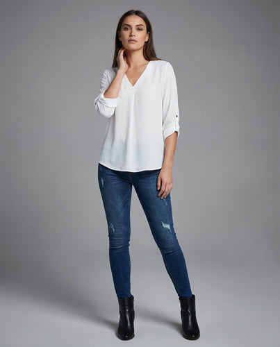 Damen Chiffon Tunika V Ausschnitt