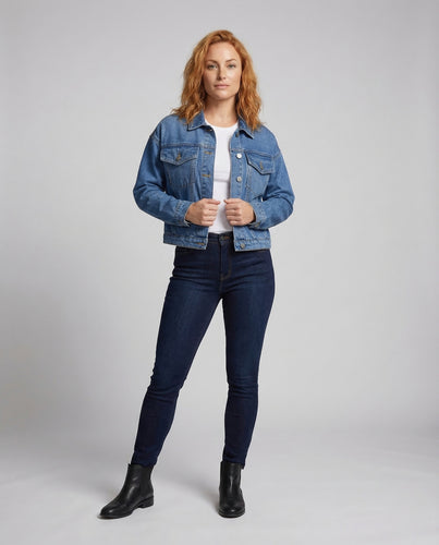 Damen Jeansjacke Kurz Weit