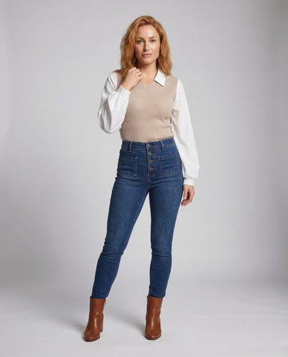 Damen Ripp Oberteil Chiffonärmel