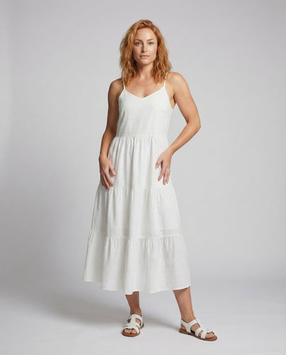 Damen Maxikleid Spaghettiträger Stufen