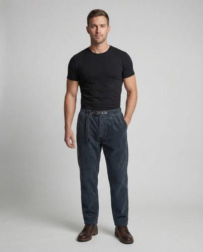 Herren Cordhose Weit Gürtel