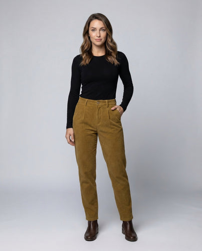 Damen Cordhose Weit Elastikbund