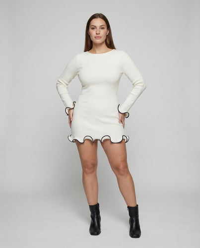 Damen Minikleid Langarm Volant