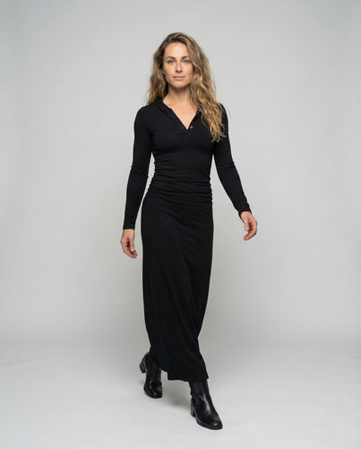 Damen Maxikleid V Ausschnitt Raffung