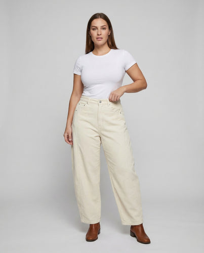 Damen Cordhose High Waist Weit