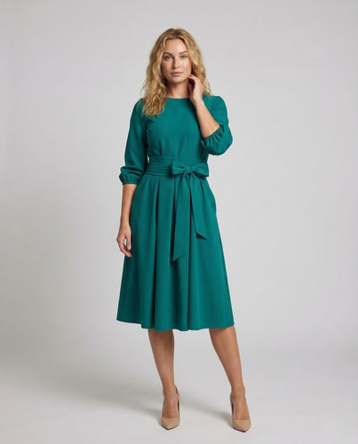 Damen A Linien Kleid Gürtel