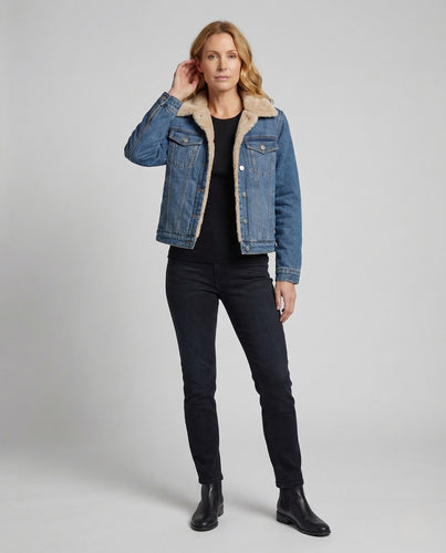 Damen Jeansjacke Teddyfutter