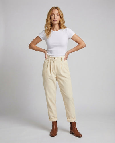 Damen Cordhose High Waist Umschlag