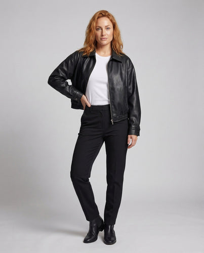 Damen Kunstleder Bomberjacke Oversize