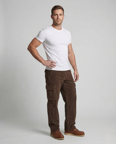 Herren Cord Cargo Hose Taschen