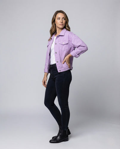 Damen Jeansjacke Oversize Brusttaschen