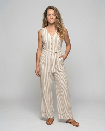 Damen Jumpsuit V Ausschnitt Gürtel