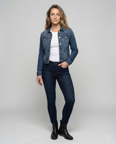 Damen Trucker Jeansjacke Tailliert